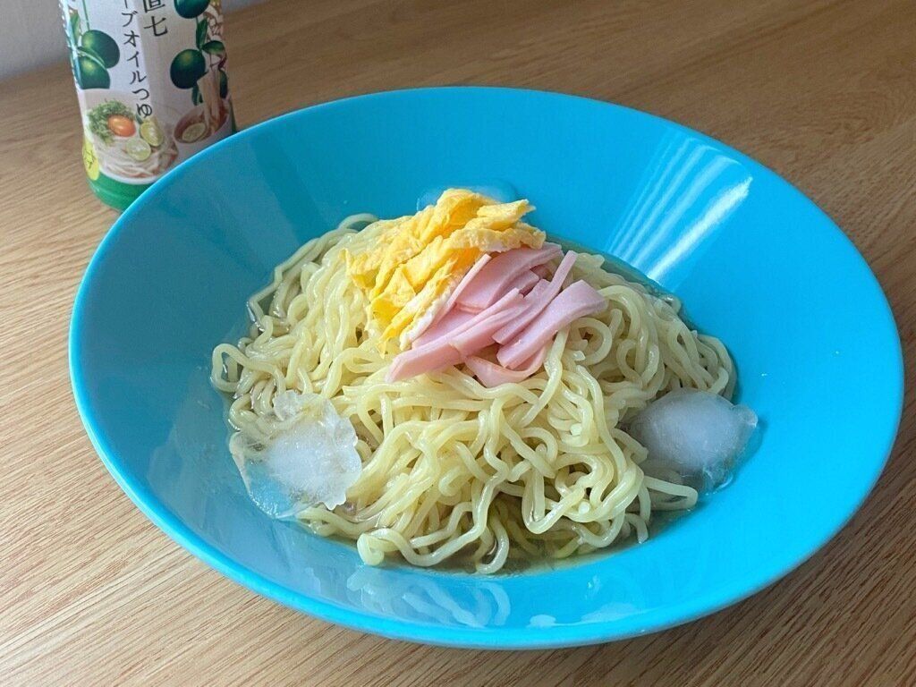 直七オリーブオイルつゆを使った冷やし中華