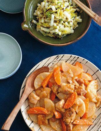 大根と鶏のごまみそ蒸し炒め