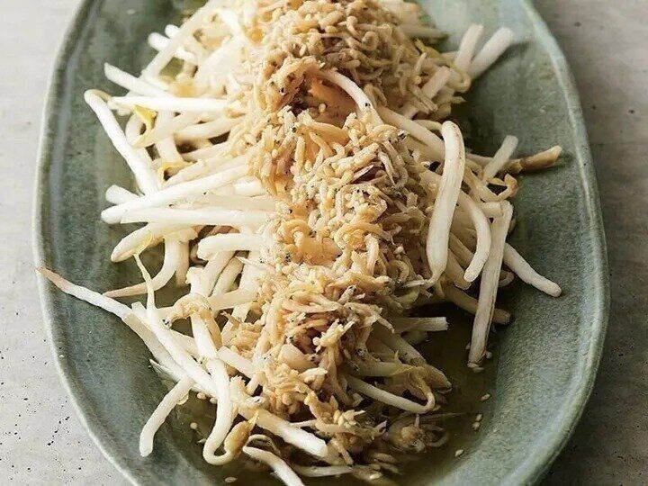 もやしのしらす油かけ