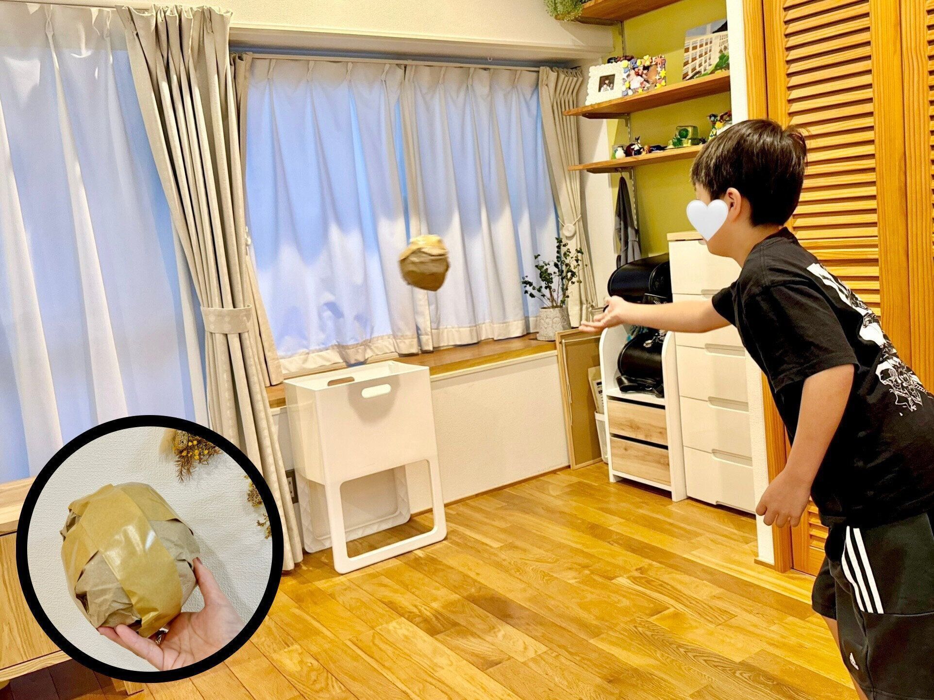 紙の緩衝材を子どものおもちゃに