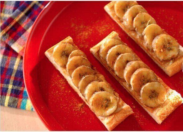 0+ おいしい！ バナナとピーナッツバターのスティックオープンサンド