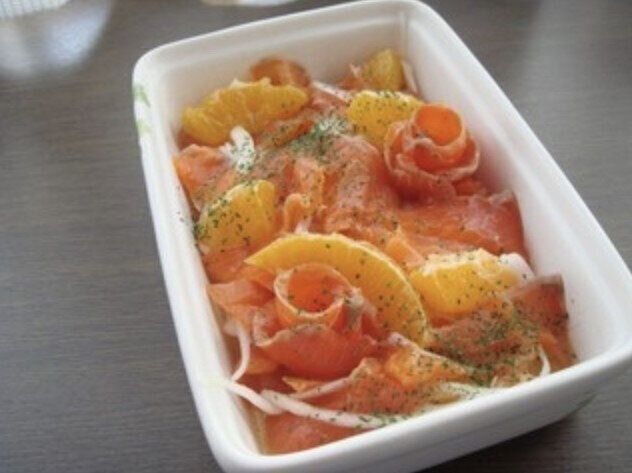 スモークサーモンとオレンジのマリネ