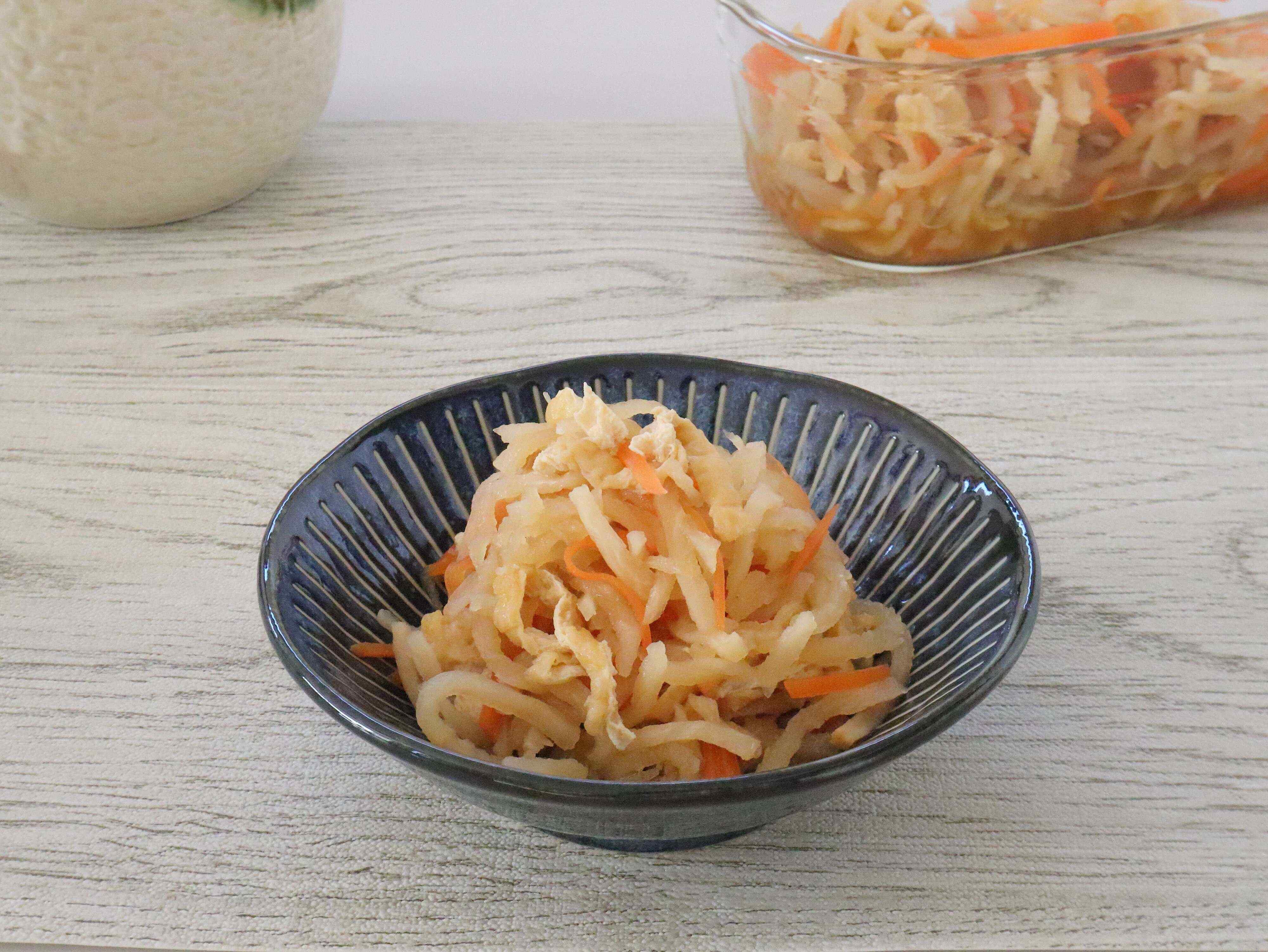 【レシピ１】ワンボウルで完結！レンジで作る切り干し大根煮