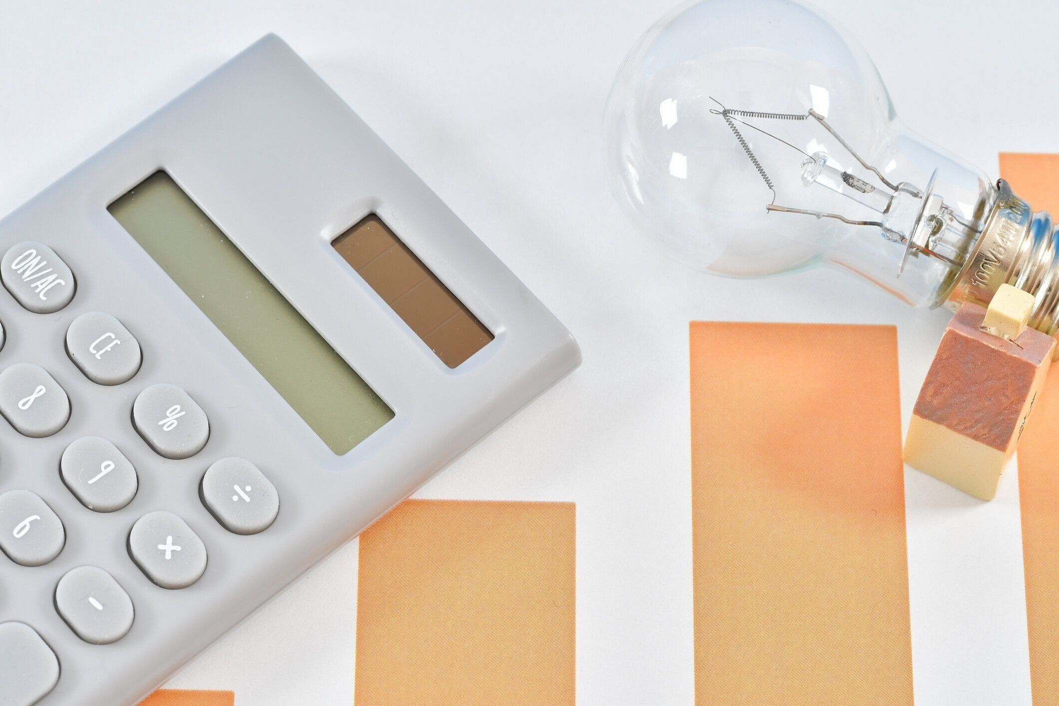 グラフ、住宅、電卓、電球