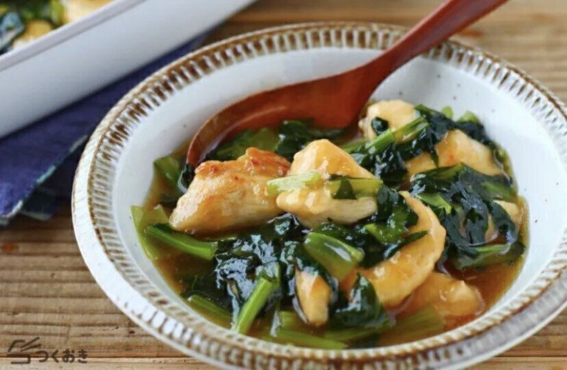 鶏むね肉と小松菜の和風あんかけ