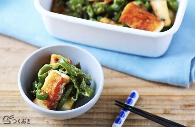 ピーマンとはんぺんの醤油マヨ炒め