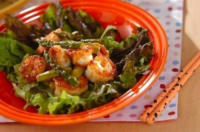 エビとアスパラのマヨ炒め