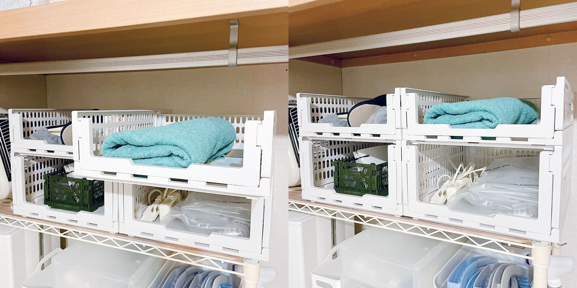 クローゼット内ラックの上に