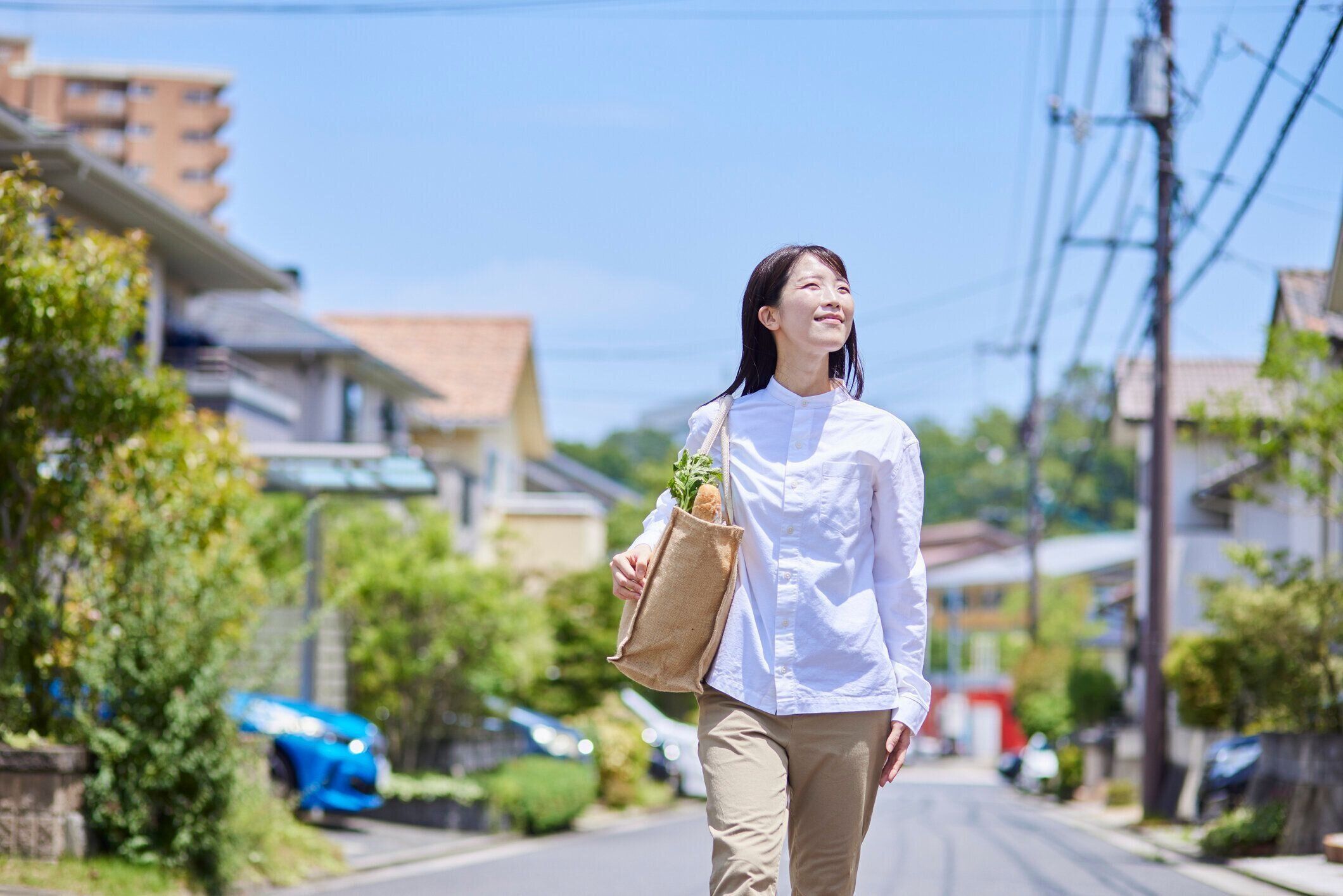 日本の女性、ショッピングバッグ