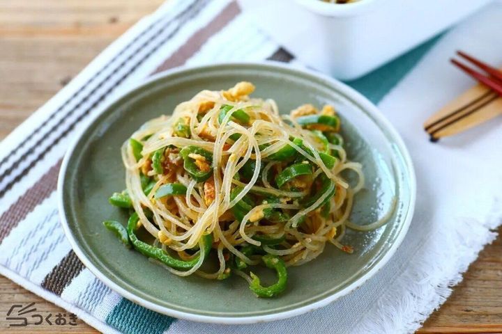 ピーマンと春雨のエスニック炒め