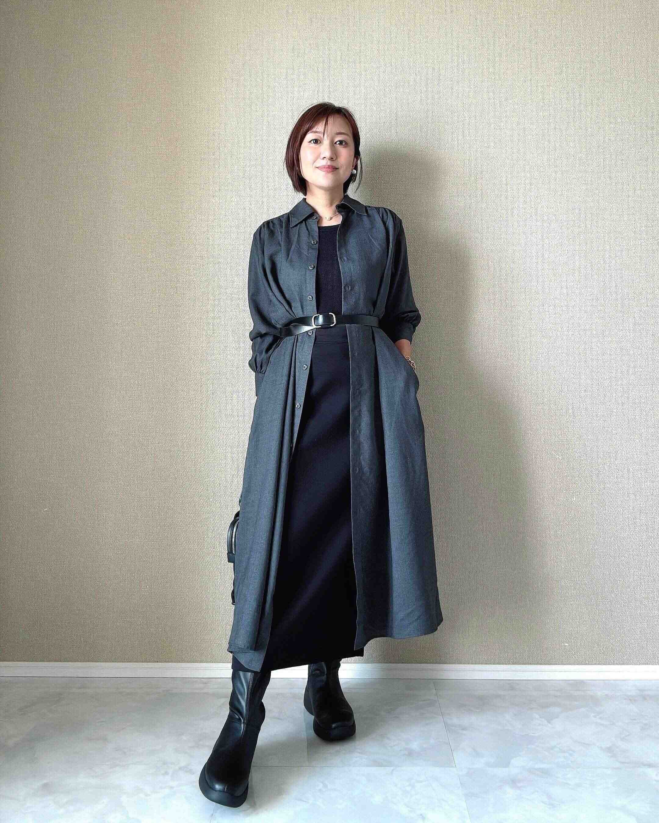 ユニクロシー　ベルテッドシャツワンピース