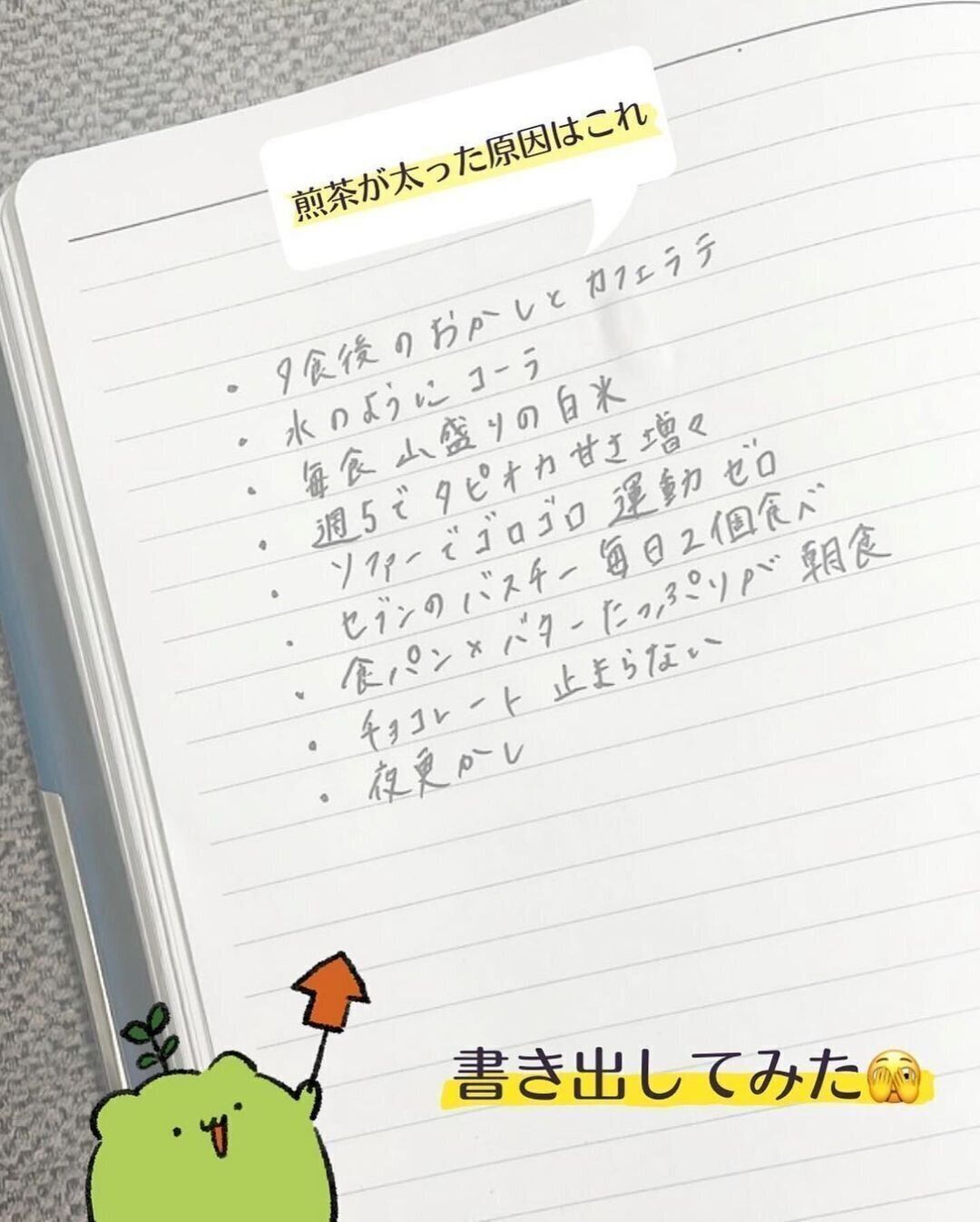 自分が太った原因を書き出してみよう