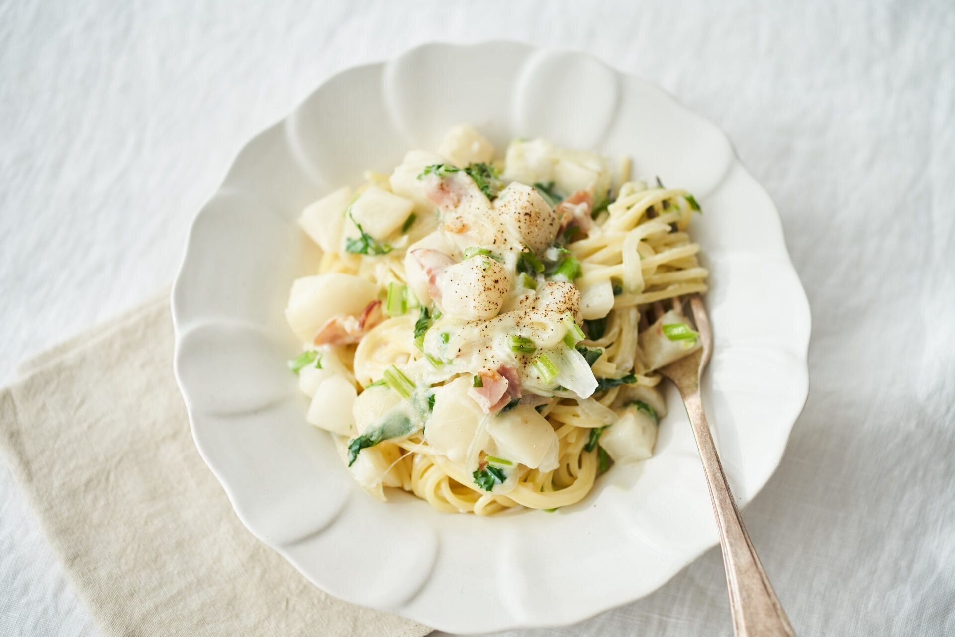 かぶの麹甘酒クリームパスタ