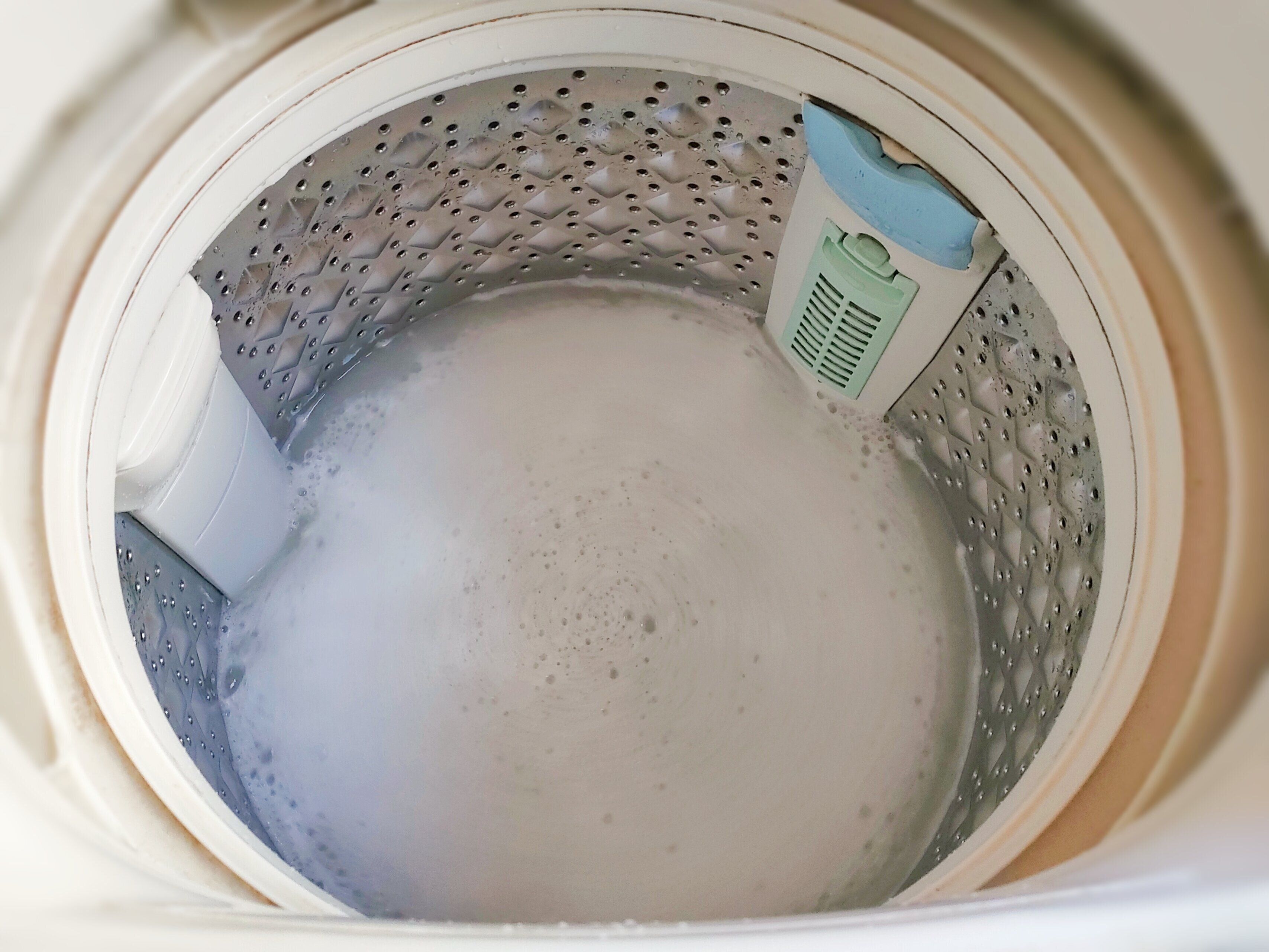 洗濯槽の掃除の様子