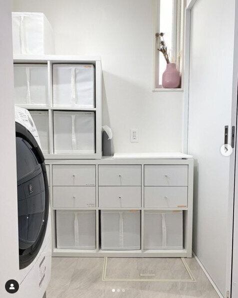 IKEAのアイテムを活用したランドリールームの収納