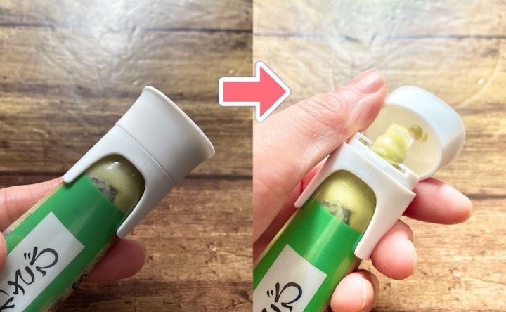 チューブキャップを薬味チューブにつけたところ