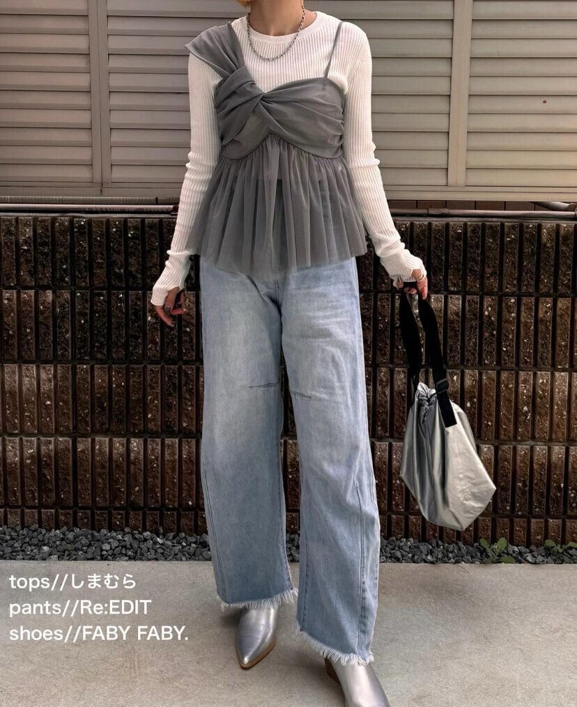 しまむら チュールビスチェ グレー （𝚖𝚎𝚐𝚞