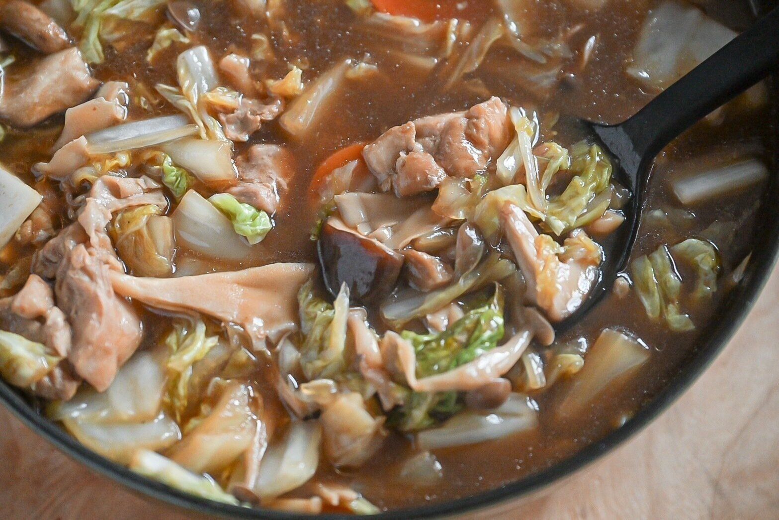 完成した山椒みそ鍋