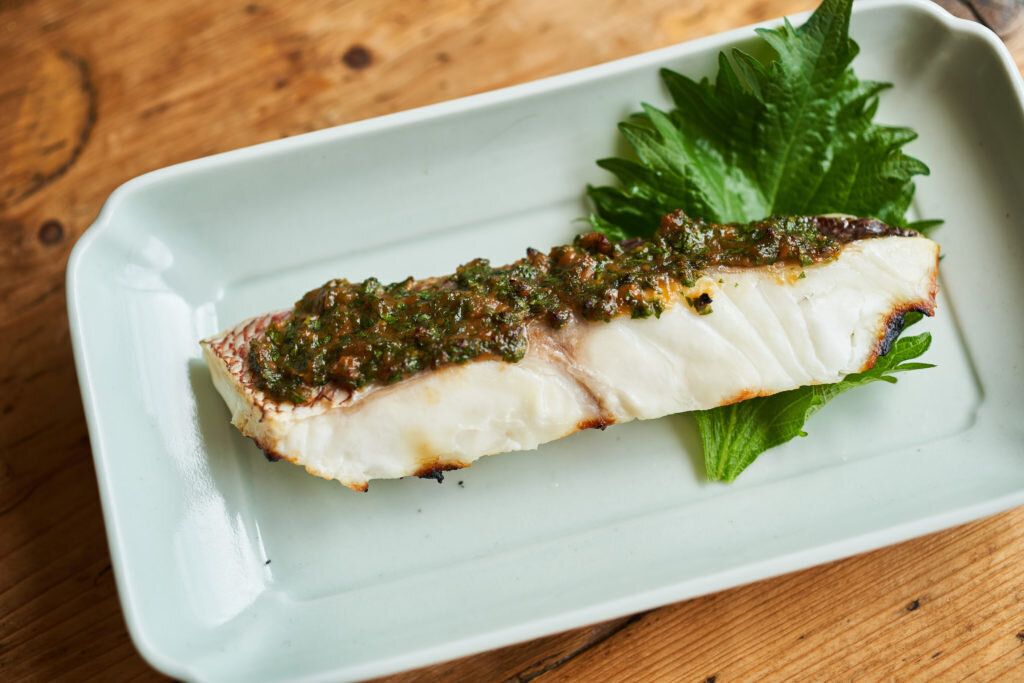 鯛のしそみそ焼き(白身魚のみそ焼き)