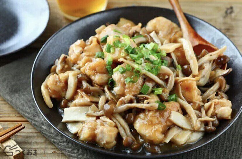 鶏肉ときのこの中華風とろみ炒め