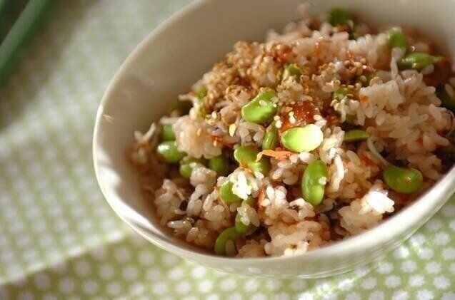  枝豆の梅ジャコごはん