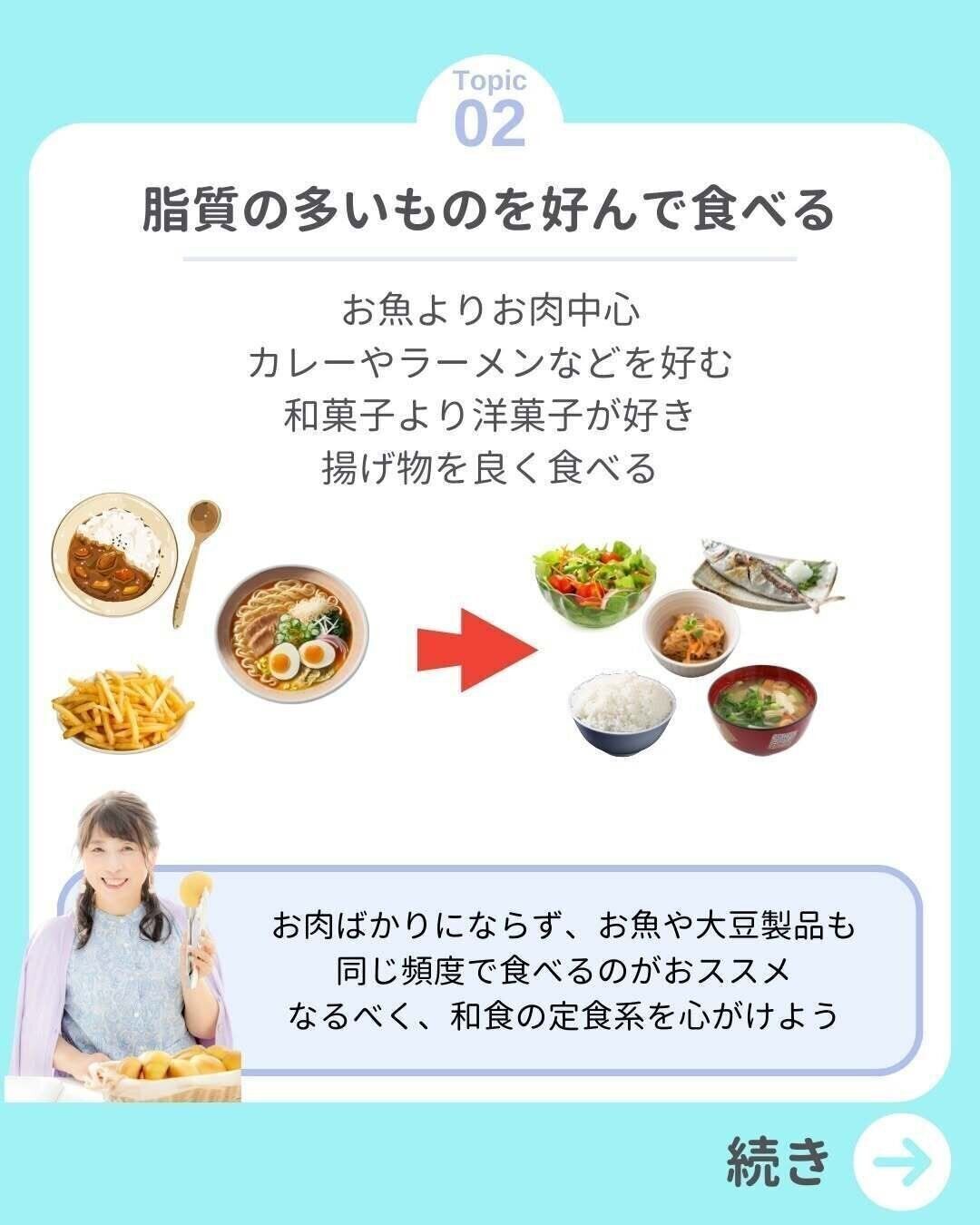 脂質の多いものを食べている