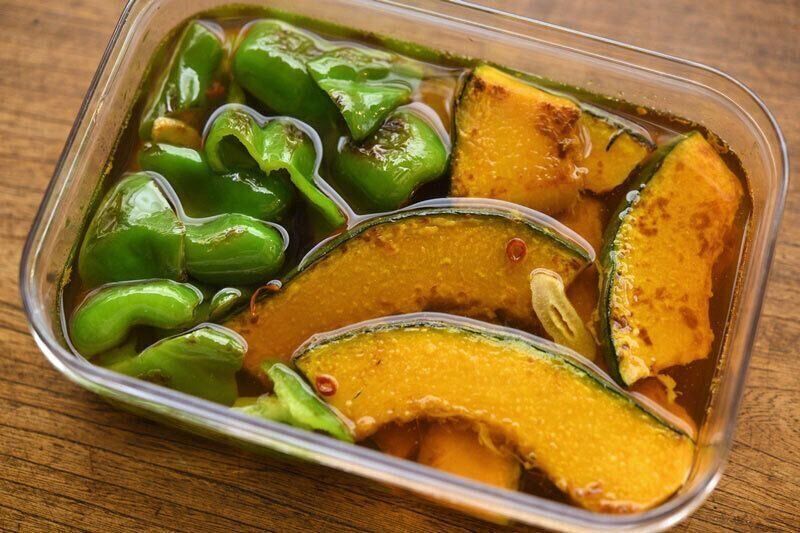 フライパンで作る！かぼちゃとピーマンの南蛮漬け