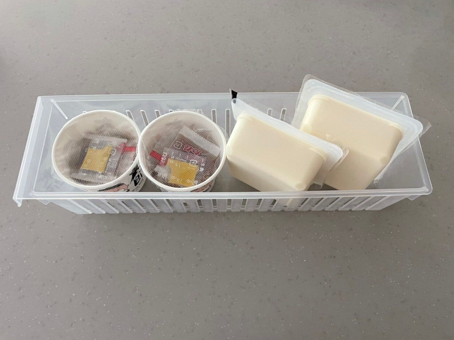 納豆や豆腐などのバラツキやすい食材も、キレイストッカー（スリム）を使用するのがおすすめです。