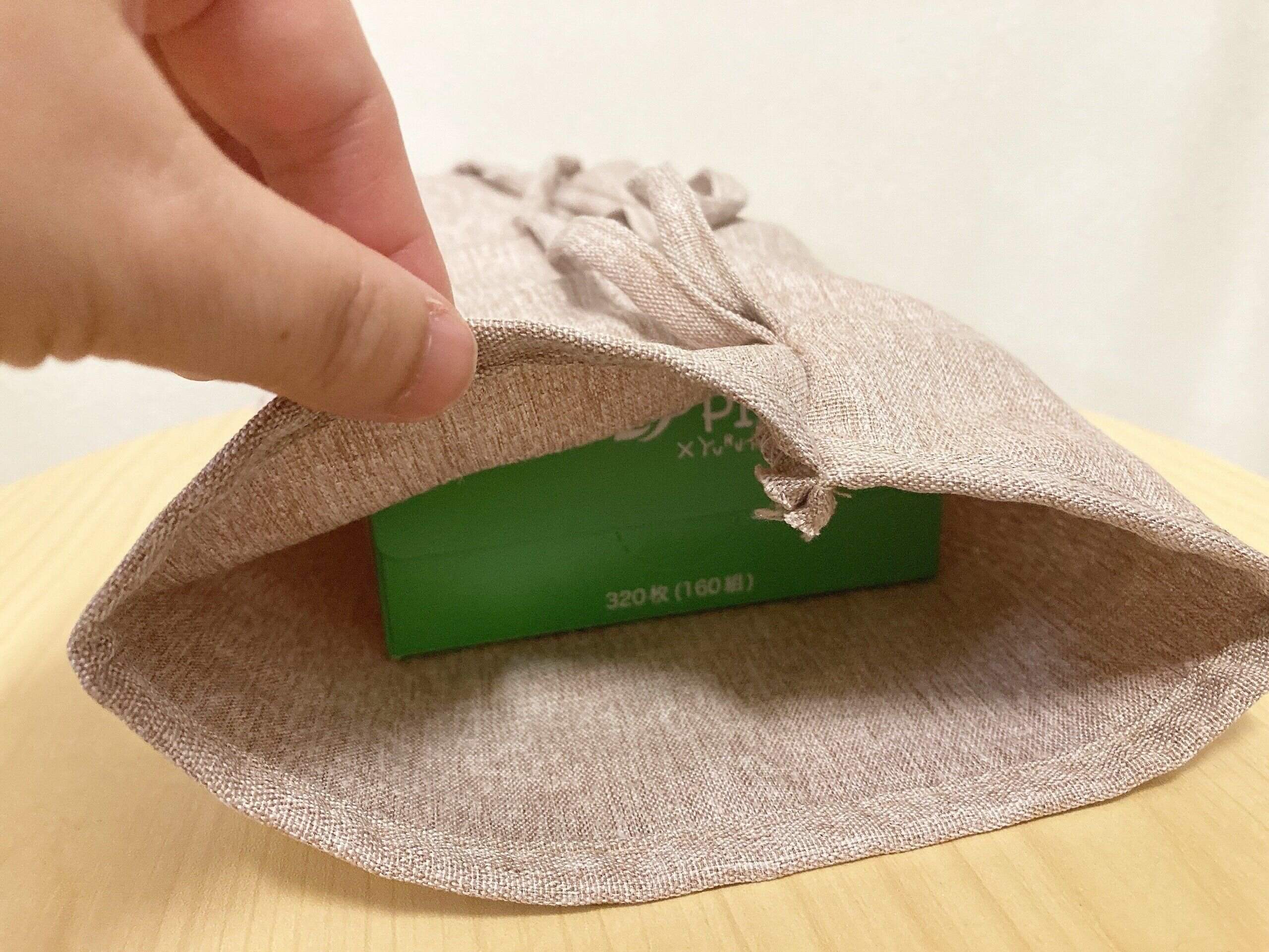 セリアティッシュボックスカバーひも付き