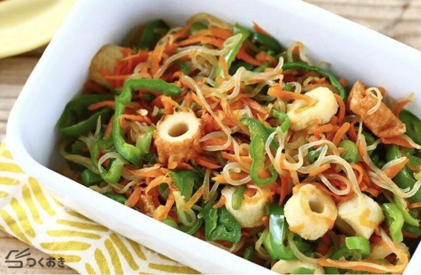 ちくわとしらたきの野菜炒め