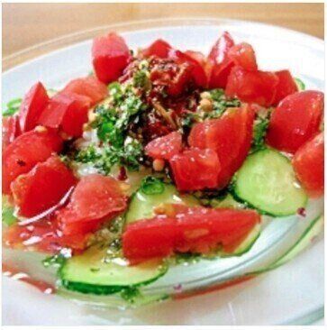 フローズントマトの冷やし茶漬け