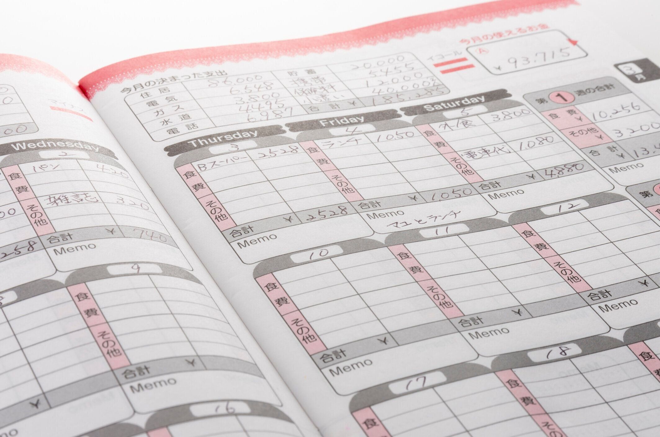 私は家計簿を書く