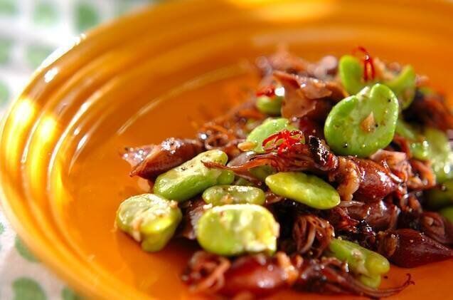 ソラ豆とホタルイカのペペロンチーノ