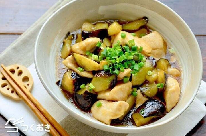 鶏むね肉となすのとろとろ炒め煮