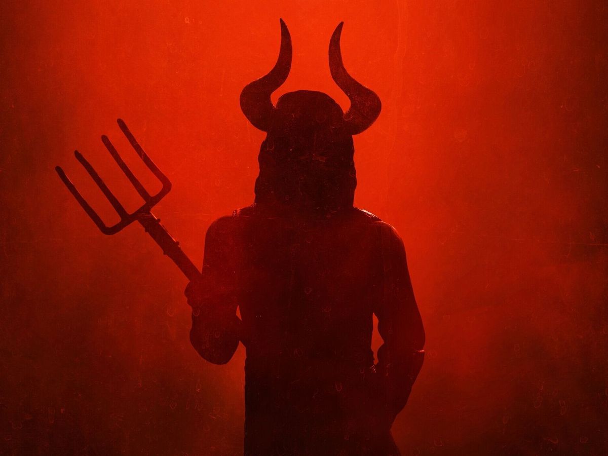 怖い悪魔のシルエット。ハロウィーンのテーマ