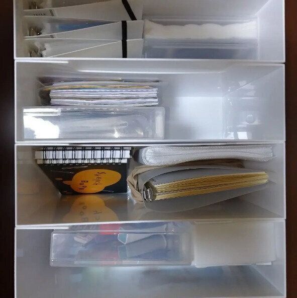 ダイソーのファイルボックスにコラージュ用品を収納
