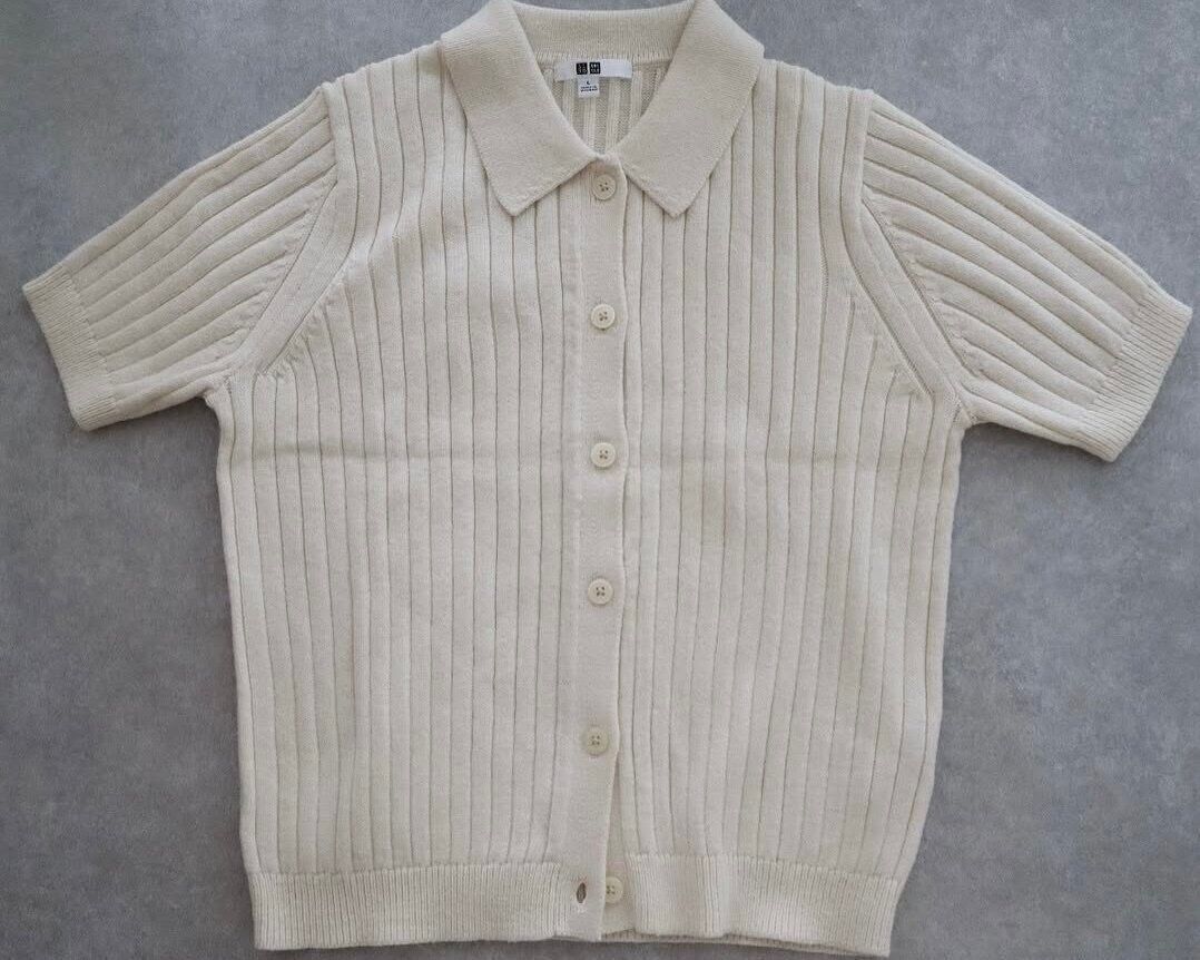 ユニクロ　リブポロカーディガン　晩夏