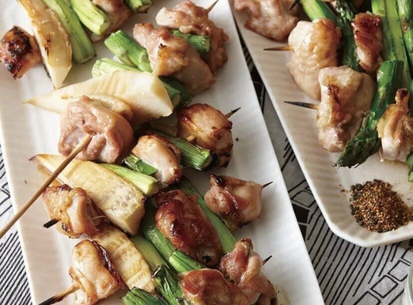 焼くだけのシンプルクッキング♪鶏肉とたけのこの焼きとり風