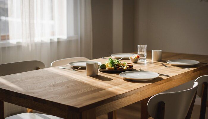 整ったダイニングでの朝食風景