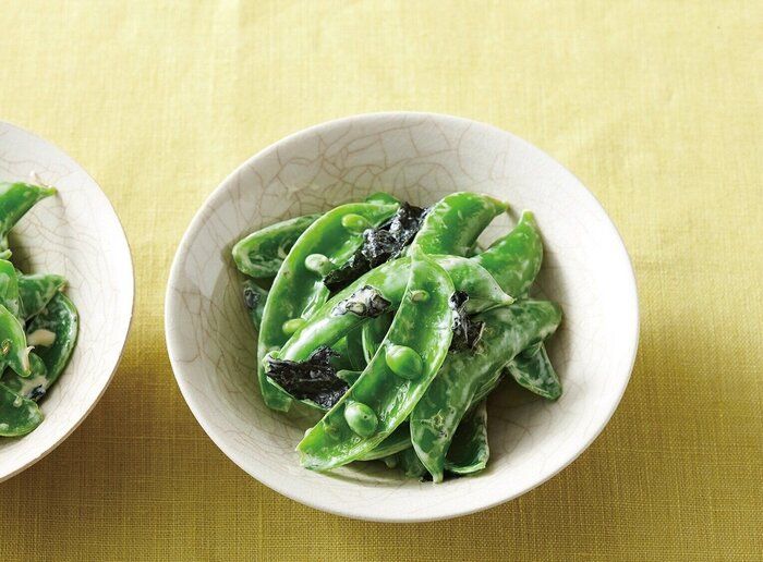 のりがアクセント！ご飯によく合う◎スナップえんどうののりマヨあえ