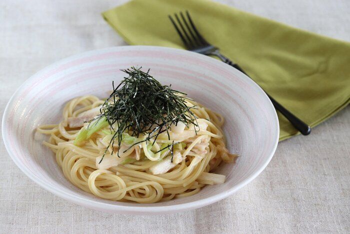 食べる直前の○○がポイント！ベーコンと長ネギと長芋の和風パスタ