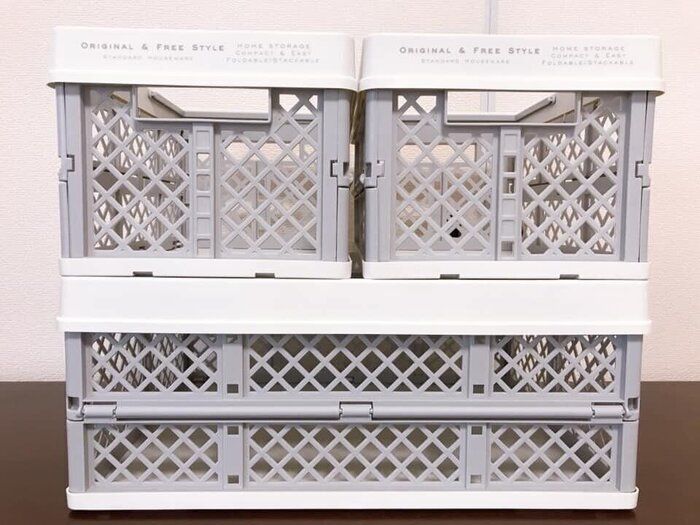 【3COINS】移動がラクラクな取っ手付きの折り畳みコンテナ