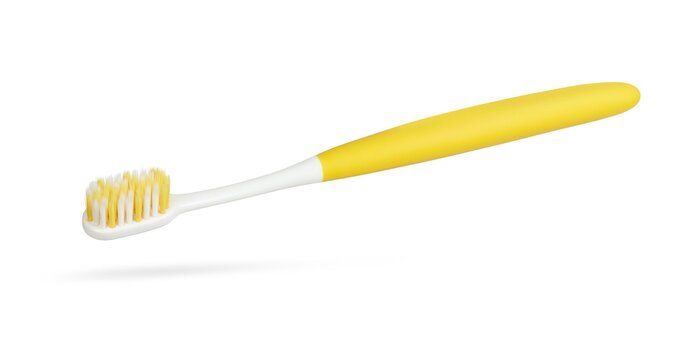 クリッピングパスを持つ白い背景に分離された黄色の歯ブラシ