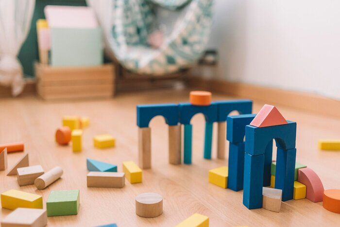 子供部屋の床のビルディングブロック