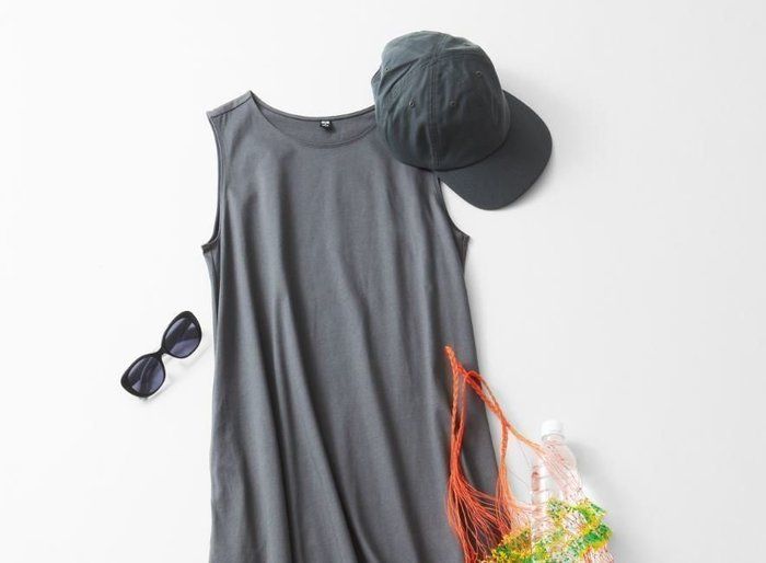 40代の ユニクロ ロングワンピース 着こなしテク キーワードはアスレジャー サンキュ