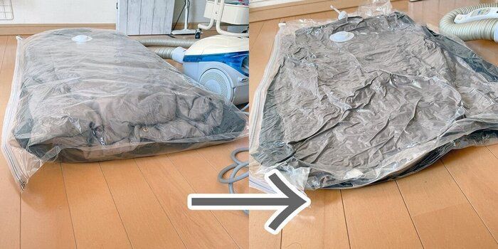 ダウンコートは圧縮収納で省スペース