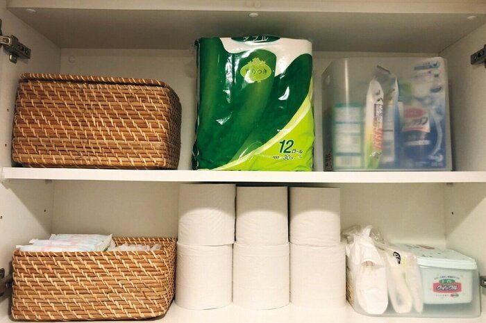 トイレの棚からナプキンが降ってきます 全部無印良品で解決 ビフォアアフター サンキュ