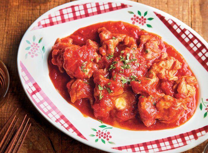 ご飯にかけても、最高～！チキンのガリバタトマトソース